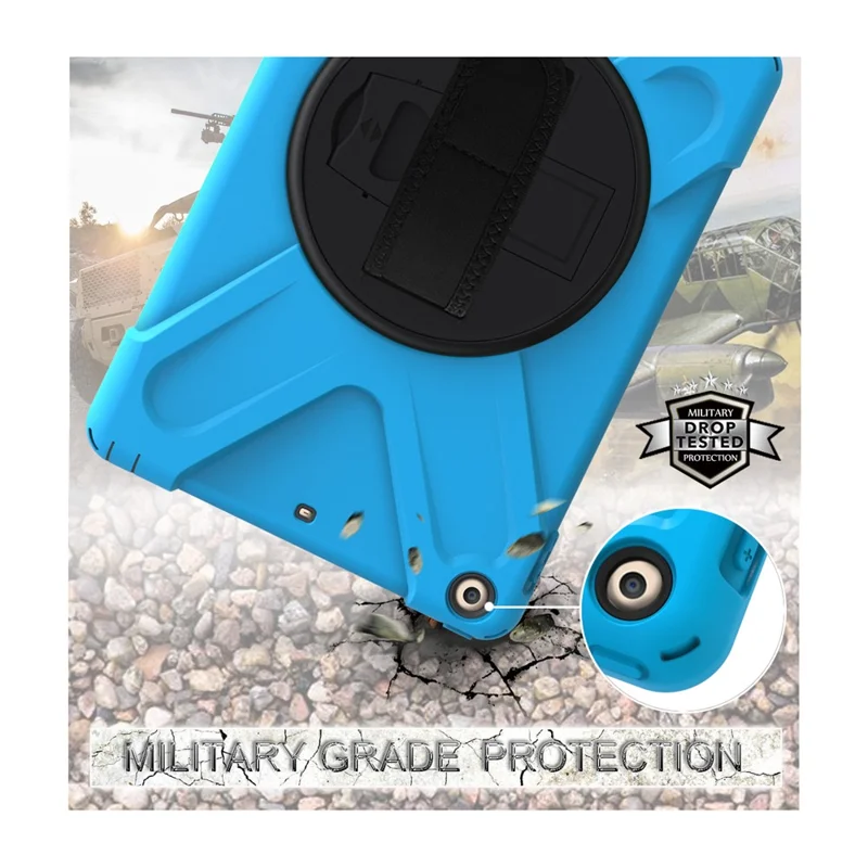 For iPad 9.7 (2018) / 9.7 (2017) X-Shape 360 Degree Swivel PC + TPU Combo Kickstand Protection Shell - Baby Blue