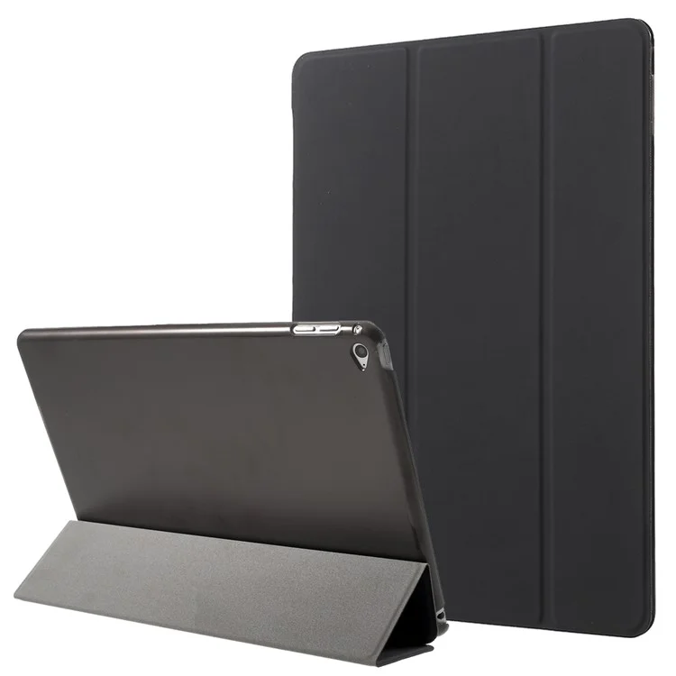 Étui pour tablette en cuir PU avec support à triple pli pour iPad Air 2, conçu pour deux angles de support - noir