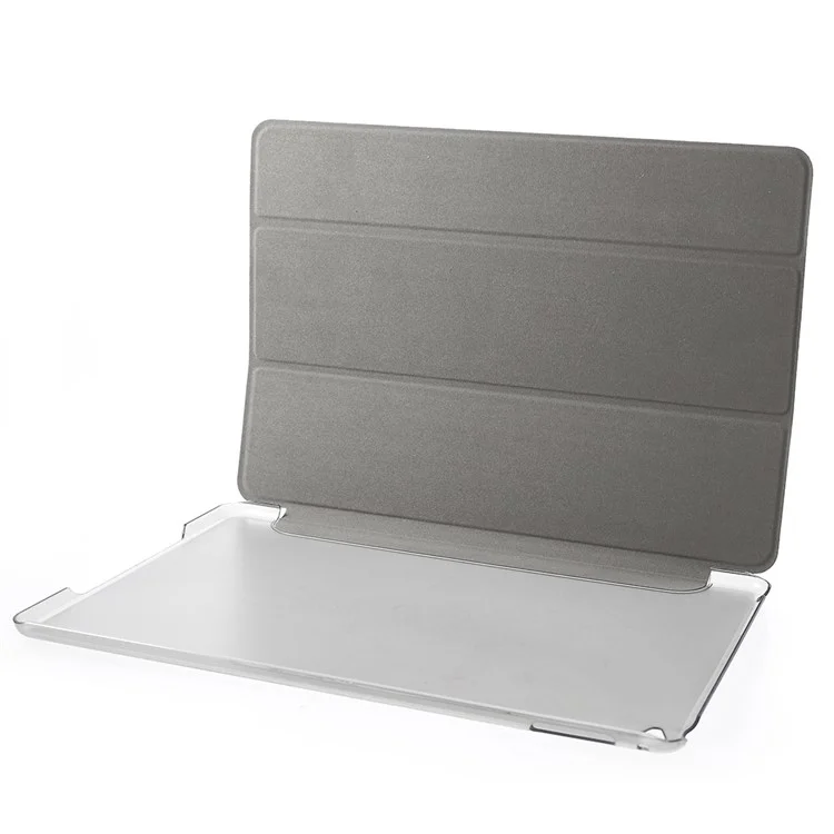 Funda de tableta de cuero PU con soporte plegable de tres pliegues para iPad Air 2 Diseño de soporte de doble ángulo para tableta - Gris