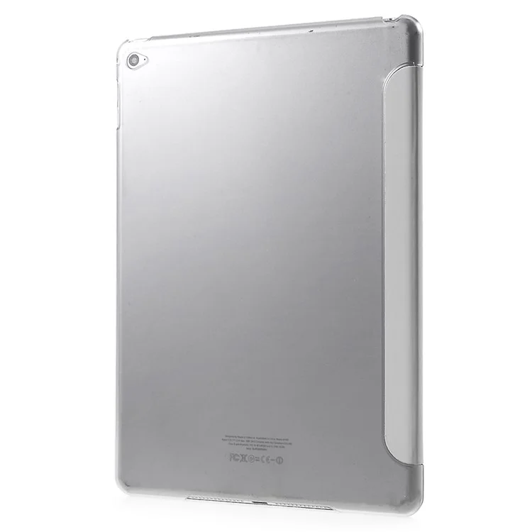 Funda de tableta de cuero PU con soporte plegable de tres pliegues para iPad Air 2 Diseño de soporte de doble ángulo para tableta - Gris