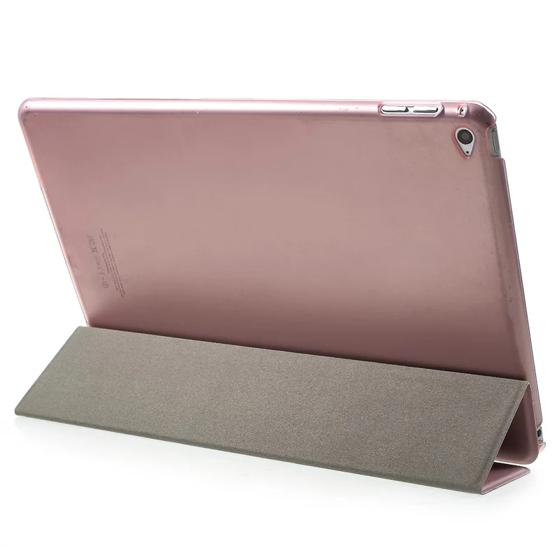 جراب لوحي من جلد البولي يوريثان مع حامل ثلاثي الطي لجهاز iPad Air 2 بتصميم حامل بزاويتين جراب لوحي - ذهبي وردي