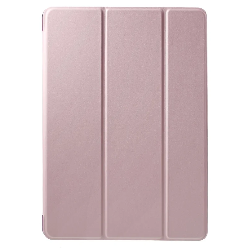 جراب لوحي من جلد البولي يوريثان مع حامل ثلاثي الطي لجهاز iPad Air 2 بتصميم حامل بزاويتين جراب لوحي - ذهبي وردي