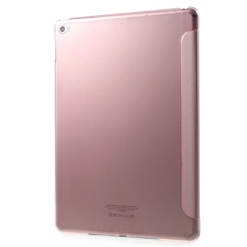 جراب لوحي من جلد البولي يوريثان مع حامل ثلاثي الطي لجهاز iPad Air 2 بتصميم حامل بزاويتين جراب لوحي - ذهبي وردي