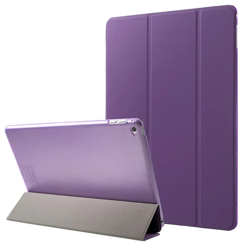 PU Leather Tablet Case with Tri-fold Stand for iPad Air 2 Dual Angles Stand Design Tablet Case - Purple
