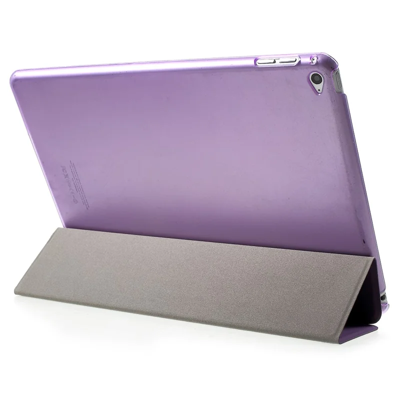 PU Leather Tablet Case with Tri-fold Stand for iPad Air 2 Dual Angles Stand Design Tablet Case - Purple