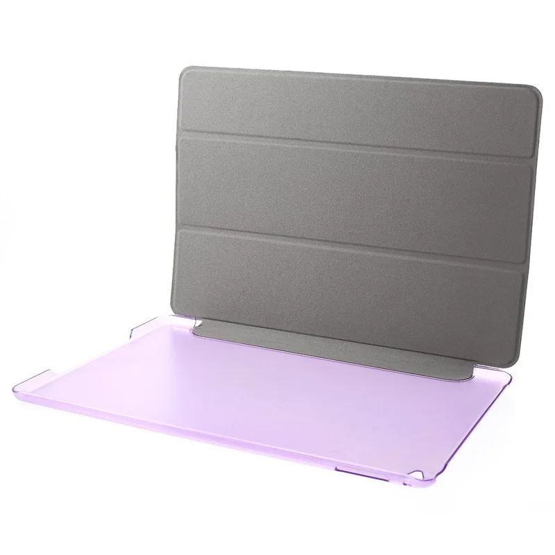 PU Leather Tablet Case with Tri-fold Stand for iPad Air 2 Dual Angles Stand Design Tablet Case - Purple
