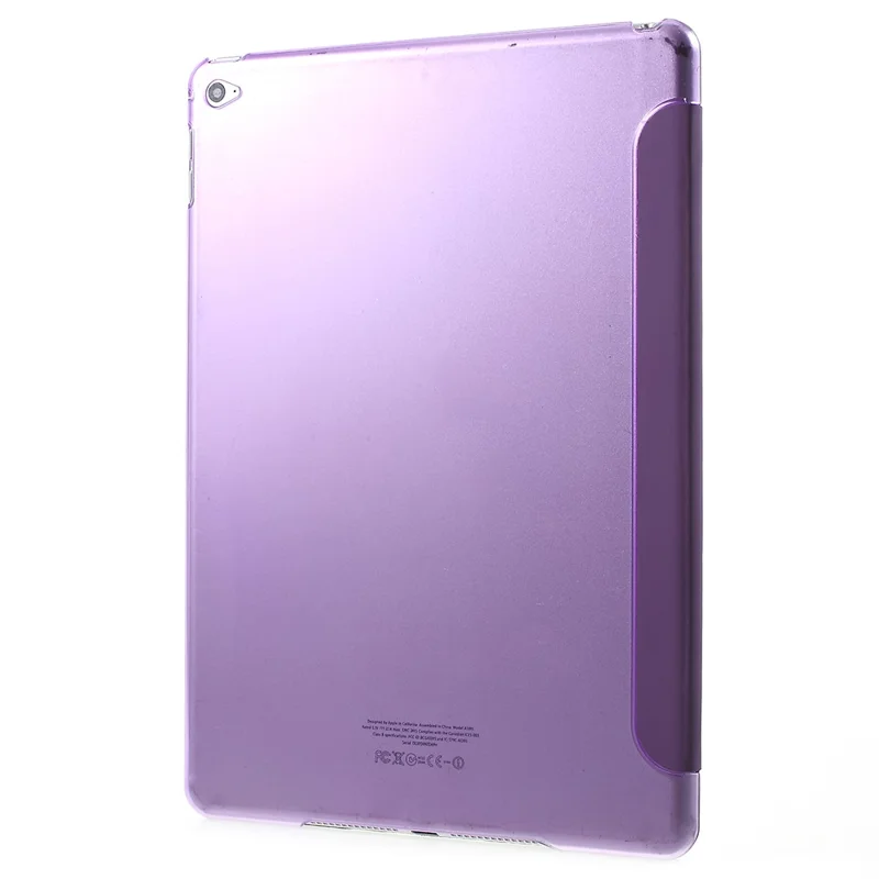 PU Leather Tablet Case with Tri-fold Stand for iPad Air 2 Dual Angles Stand Design Tablet Case - Purple