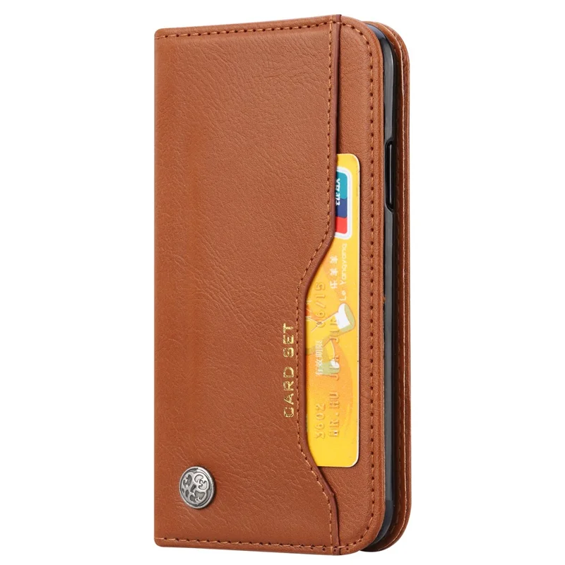 Auto-absorbed PU Leather Stand Wallet Protector Cover Case for iPhone XS Max 6.5 inch - Brown