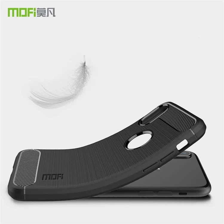 Mofi Carbon Fiber Textura Cepillada TPU Soft Tpu Back Telephip Para Iphone XS/X 5.8 Pulgadas - Negro