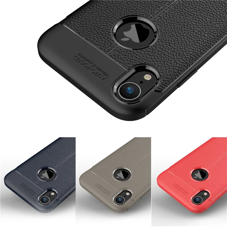 Litchi Textura TPU Caixa de Celular Para Iphone XR 6,1 Polegadas - Preto