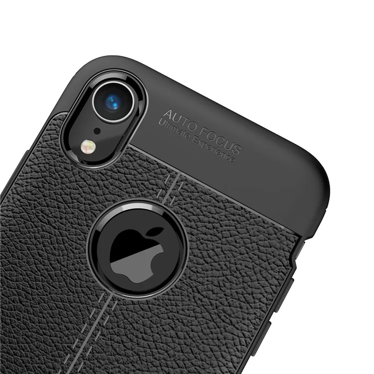 Capa de Telefone Celular de Textura de Lichia TPU para iPhone XR 6.1 polegadas - Preto