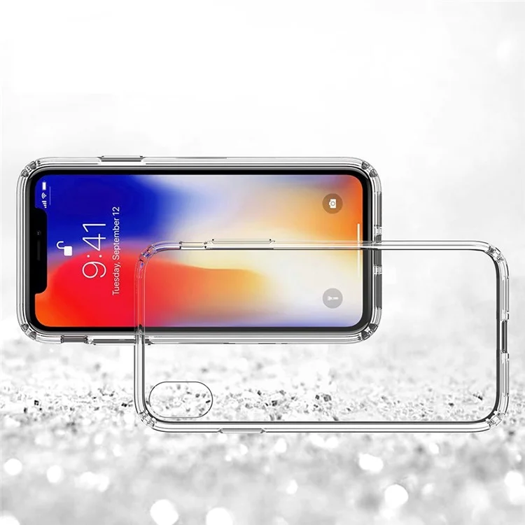 100PCS/Lot Drop-resistant Clear Acrylic + TPU Hybrid Case for iPhone XR 6.1 inch - Transparent