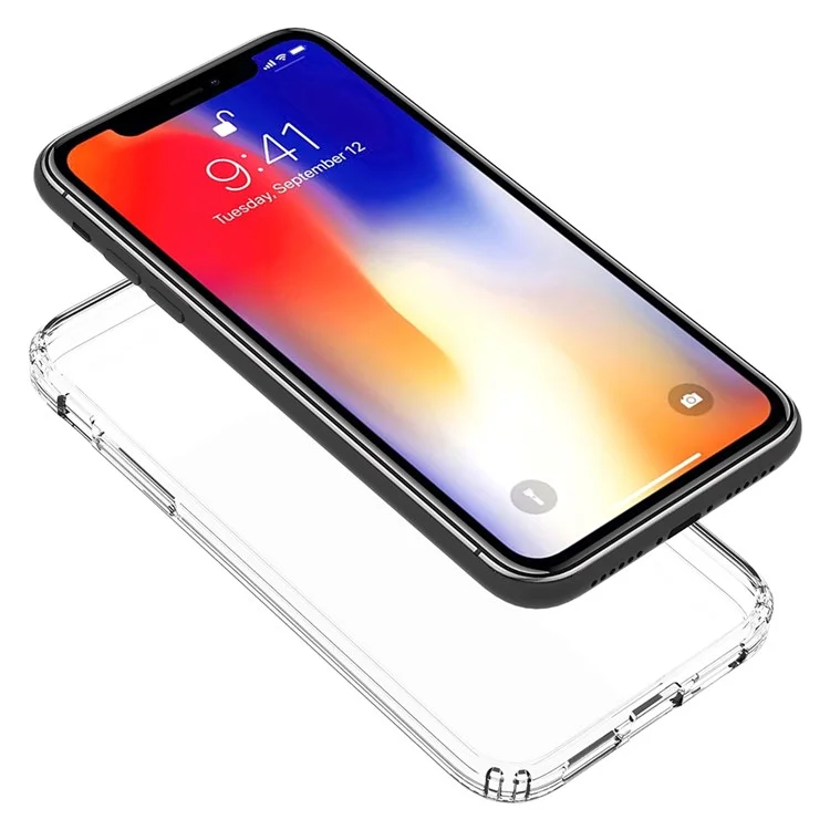 100PCS/Lot Drop-resistant Clear Acrylic + TPU Hybrid Case for iPhone XR 6.1 inch - Transparent