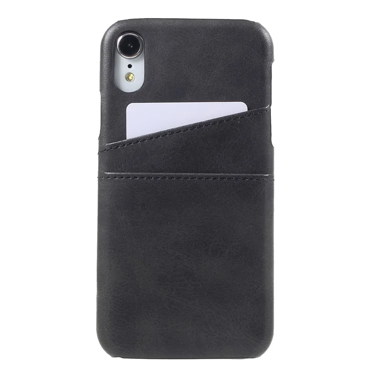 Double Porte-cartes Étuis de téléphone portable en PC enduit de cuir PU pour iPhone XR 6.1 pouces - Noir 