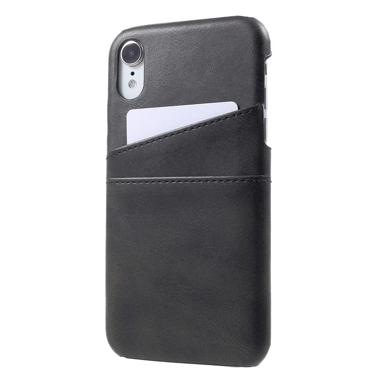 Double Porte-cartes Étuis de téléphone portable en PC enduit de cuir PU pour iPhone XR 6.1 pouces - Noir 