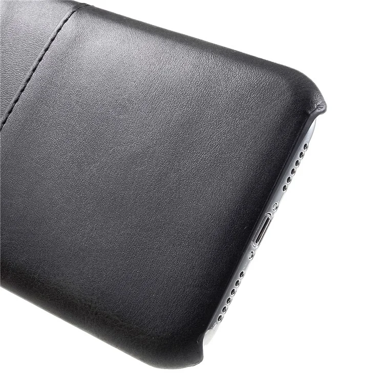 Double Porte-cartes Étuis de téléphone portable en PC enduit de cuir PU pour iPhone XR 6.1 pouces - Noir 