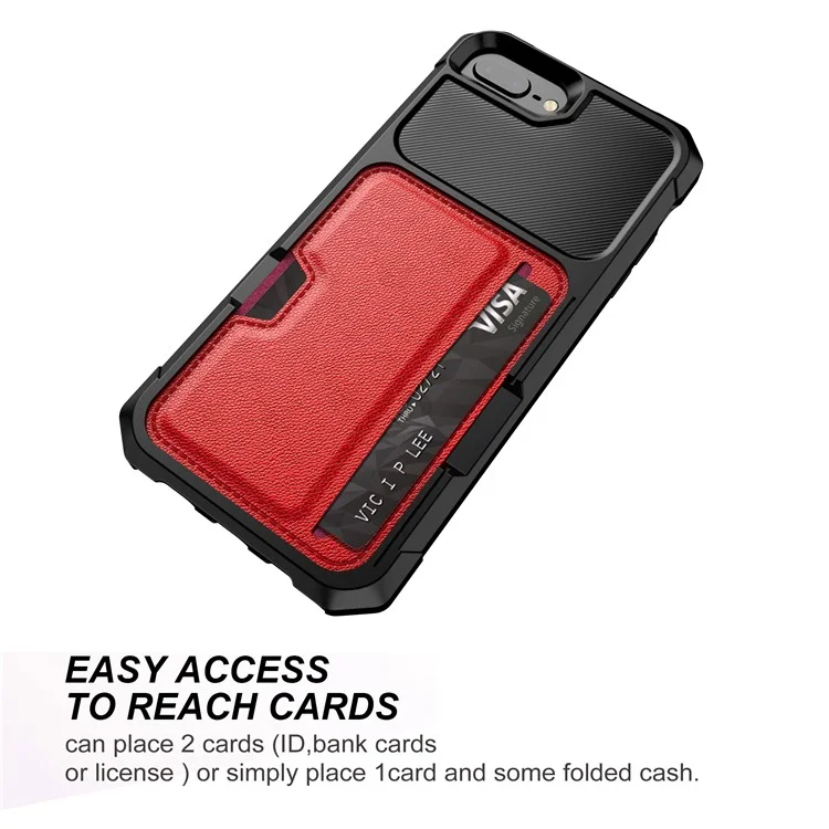 ПУ-кожаный чехол с покрытием PC TPU Hybrid для мобильного телефона iPhone 8 Plus / 7 Plus / 6s Plus / 6 Plus - Красный
