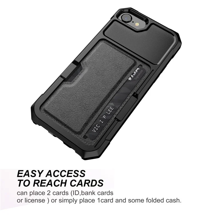 accesorio de caja de teléfonos celulares híbridos recubiertos de cuero pu con kickstand para iphone 8 / 7 / 6s / 6 / se (2020) / se (2022) 4.7 pulgadas - negro