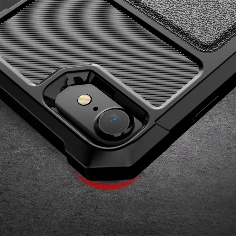 PU Leather Coated Hybrid Cell Phone Case Accessory with Kickstand for iPhone 8 / 7 / 6s / 6 / SE (2020) / SE (2022) 4.7-inch - Black