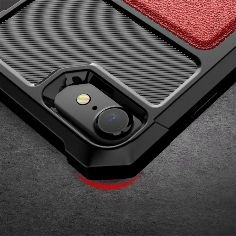 PU Leather Coated Hybrid Cell Phone Case Accessory with Kickstand for iPhone 8 / 7 / 6s / 6 / SE (2020) / SE (2022) 4.7-inch - Red