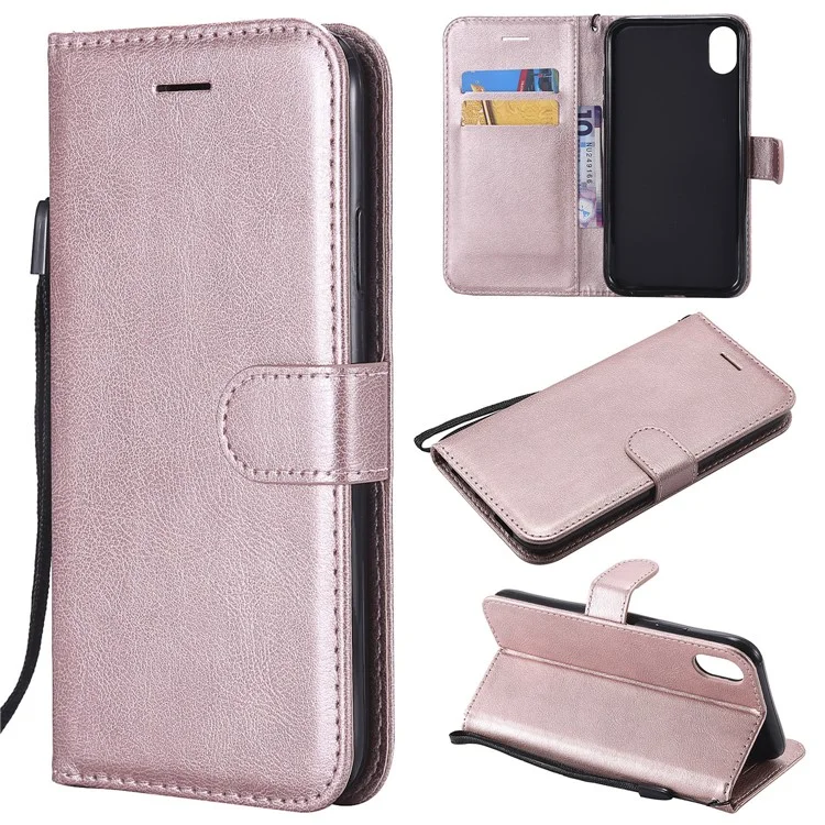 For iPhone XR 6.1 inch Wallet Leather Magnetic Mobile Phone Case with Stand - Rose Gold