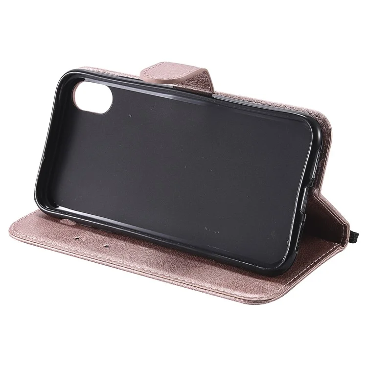 For iPhone XR 6.1 inch Wallet Leather Magnetic Mobile Phone Case with Stand - Rose Gold