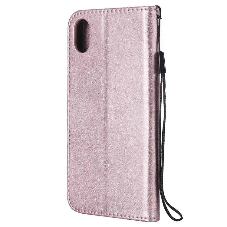 For iPhone XR 6.1 inch Wallet Leather Magnetic Mobile Phone Case with Stand - Rose Gold
