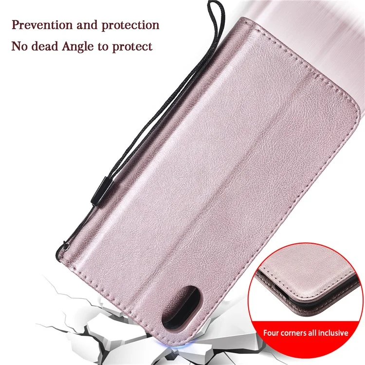 For iPhone XR 6.1 inch Wallet Leather Magnetic Mobile Phone Case with Stand - Rose Gold