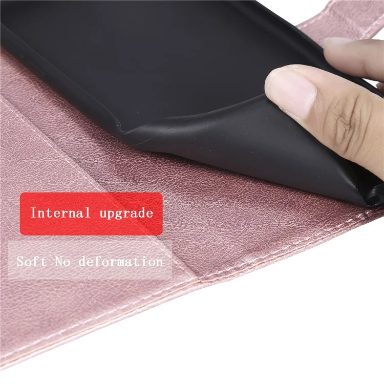 For iPhone XR 6.1 inch Wallet Leather Magnetic Mobile Phone Case with Stand - Rose Gold