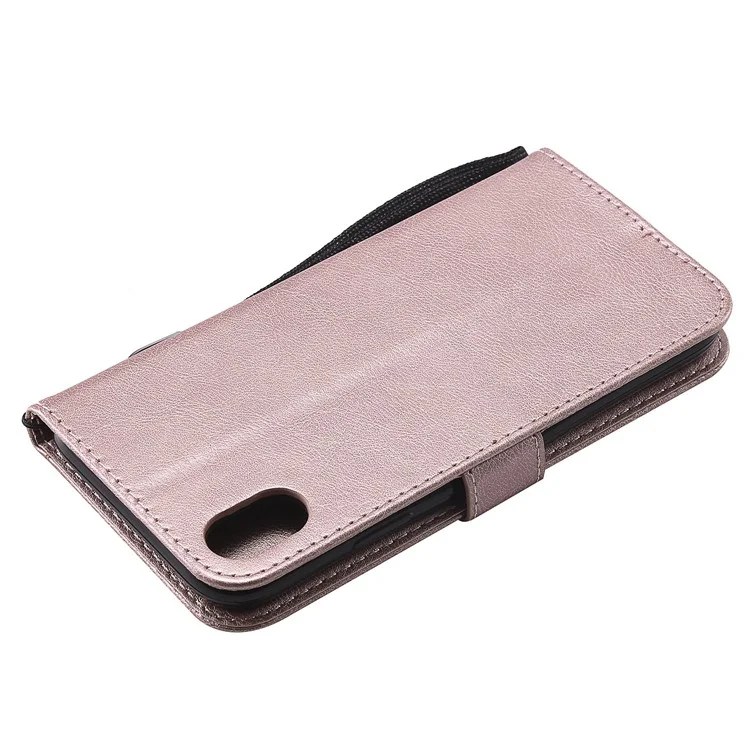 For iPhone XR 6.1 inch Wallet Leather Magnetic Mobile Phone Case with Stand - Rose Gold
