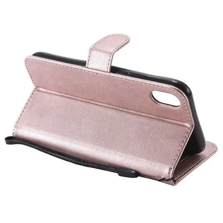For iPhone XR 6.1 inch Wallet Leather Magnetic Mobile Phone Case with Stand - Rose Gold
