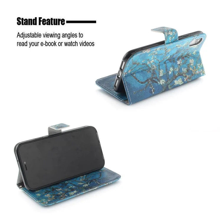 Pattern Printing Wallet Leather Stand Tampa Para Iphone XR 6,1 Polegadas - Árvore Com Flores