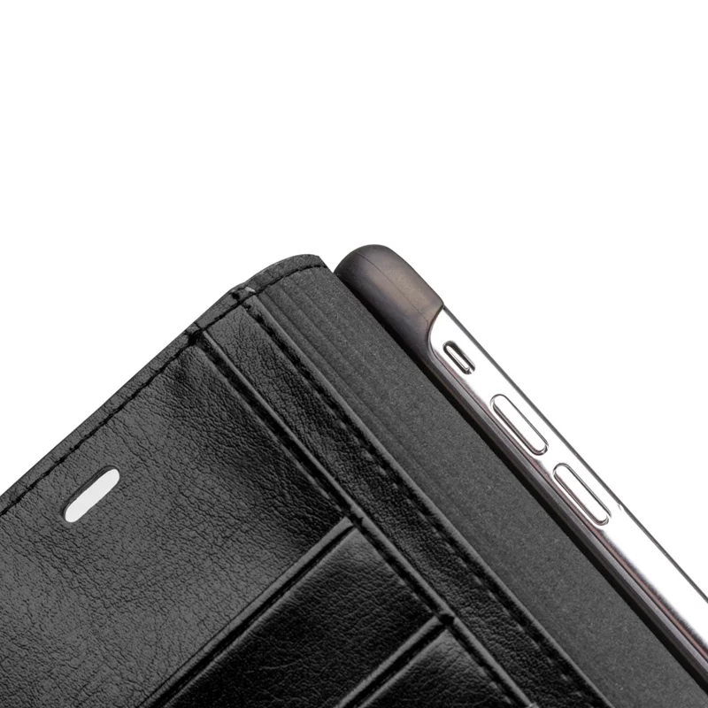 QIALINO Genuine Cowhide Leather Phone Case for iPhone XR 6.1 inch, Full Protection Folio Flip Wallet Mobile Cover - Black