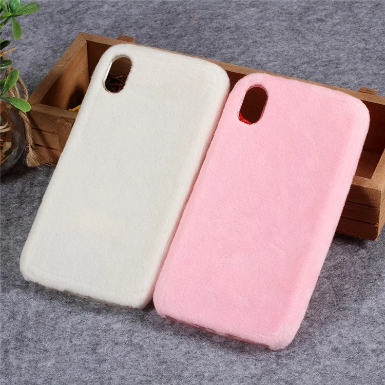 Fluffy Fur Coated TPU Case for iPhone XR 6.1 inch - White