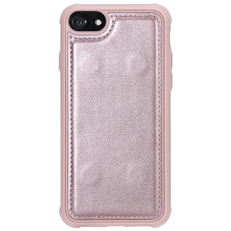 KT Multifuncional Série-4 Destacável 2-em 1 TPU + Carteira Com Zíper PU PU Caurla Tampa Portátil Para Iphone 6s/6/7/se (2020)/SE (2022)/8 4,7 Polegadas - Rosa Ouro