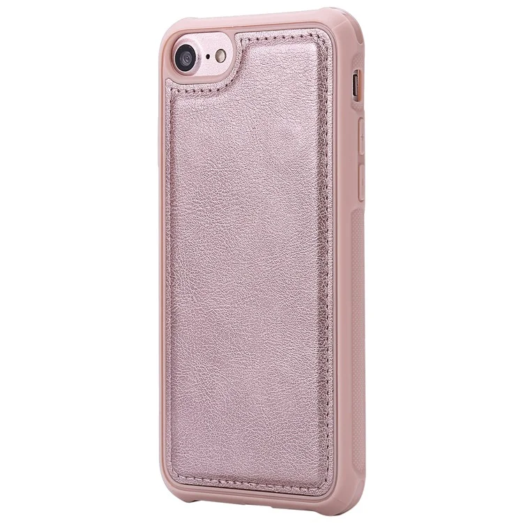 Série KT Multi-funcional-4 Destacável 2-em-1 TPU + Zipper Wallet Stand Capa de Couro PU Portátil para iPhone 6s/6/7/SE (2020)/SE (2022)/8 4.7 polegadas - Rose Gold