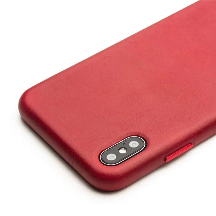 QIALINO Véritable Couverture De Téléphone PC Recouverte De Cuir Pour IPhone XS Max 6,5 Pouces - Rouge