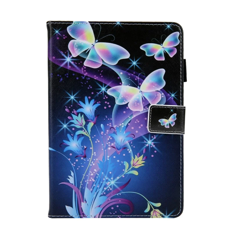 Pattern Printing Leather Cover Wallet Stand Shell for iPad 9.7 (2018)/9.7 (2017)/Air 2/Air - Colorful Crystal Butterfly