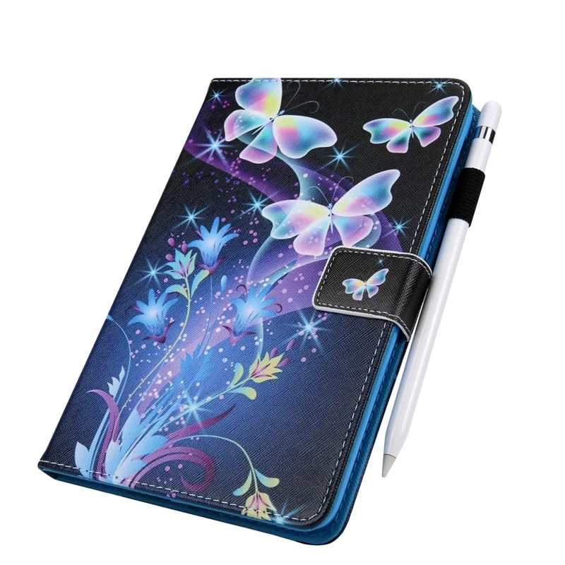 Pattern Printing Leather Cover Wallet Stand Shell for iPad 9.7 (2018)/9.7 (2017)/Air 2/Air - Colorful Crystal Butterfly