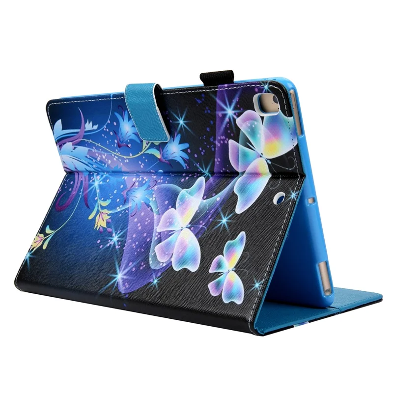 Pattern Printing Leather Cover Wallet Stand Shell for iPad 9.7 (2018)/9.7 (2017)/Air 2/Air - Colorful Crystal Butterfly