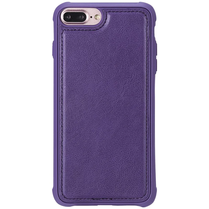 For iPhone 8 Plus / 7 Plus / 6s Plus / 6 Plus KT Multi-functional Series-4 Detachable 2-in-1 TPU + Zipper Wallet Stand Leather Portable Case - Purple