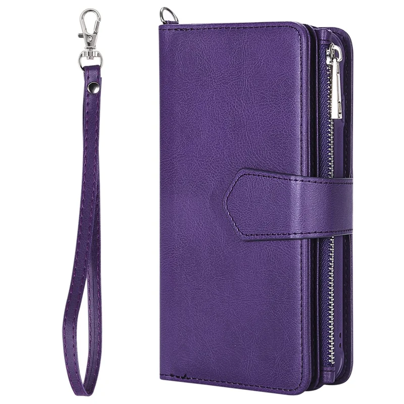 For iPhone 8 Plus / 7 Plus / 6s Plus / 6 Plus KT Multi-functional Series-4 Detachable 2-in-1 TPU + Zipper Wallet Stand Leather Portable Case - Purple