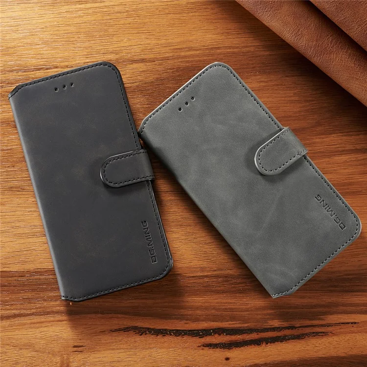 Dg. Case de Billetera de Cuero PU de Ming Retro Style Para Iphone XS Max 6.5 Pulgadas - Gris