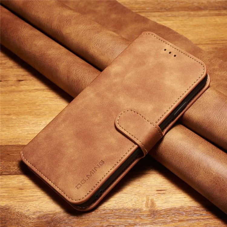 Étui en cuir de style rétro [portefeuille de support] DG.MING pour iPhone XS Max 6,5 pouces - Marron