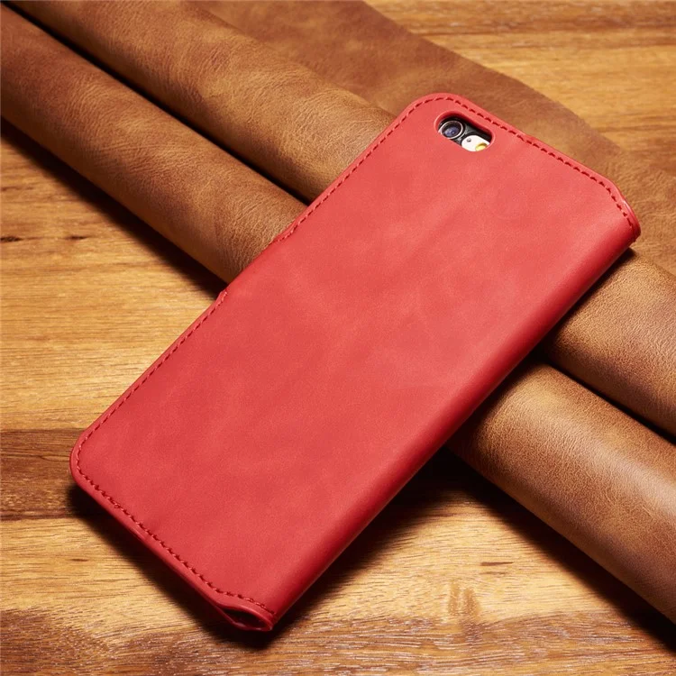 DG.MING Retro Style Magnetic Leather Stand Case for iPhone 6s Plus / 6 Plus - Red