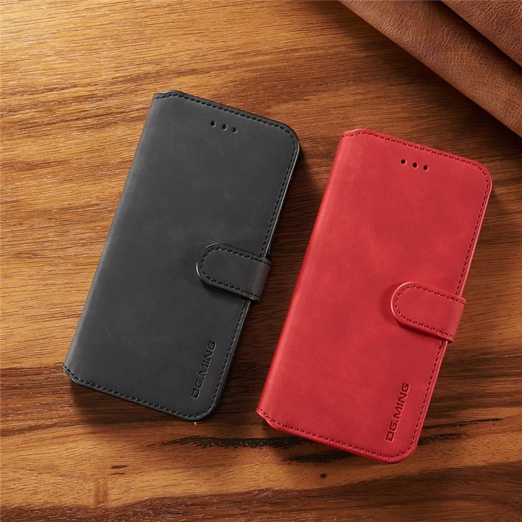 DG.MING Retro Style Magnetic Leather Stand Case for iPhone 6s Plus / 6 Plus - Red