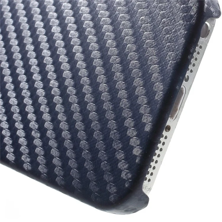 Carbon Fiber Leather Coated PC Cover for iPhone SE 5s 5 - Dark Blue