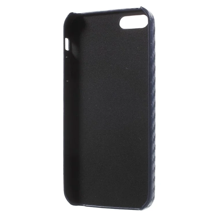Carbon Fiber Leather Coated PC Cover for iPhone SE 5s 5 - Dark Blue