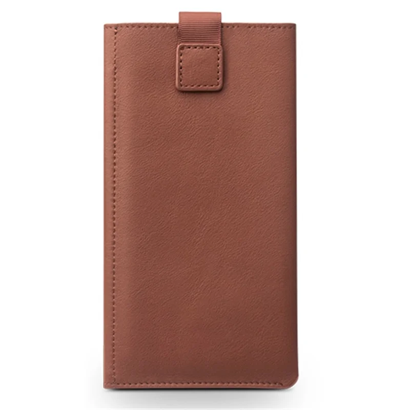 QIALINO Cowhide Leather Pouch Wallet Phone Case for iPhone XR 6.1 inch - Brown