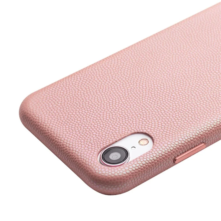 Циалино Деликатный Litchi Texture Calf Кожа Натуральная Кожа С Покрытием ПК Задней Оболочки Для IPhone XR 6,1 Дюйма - Розовый